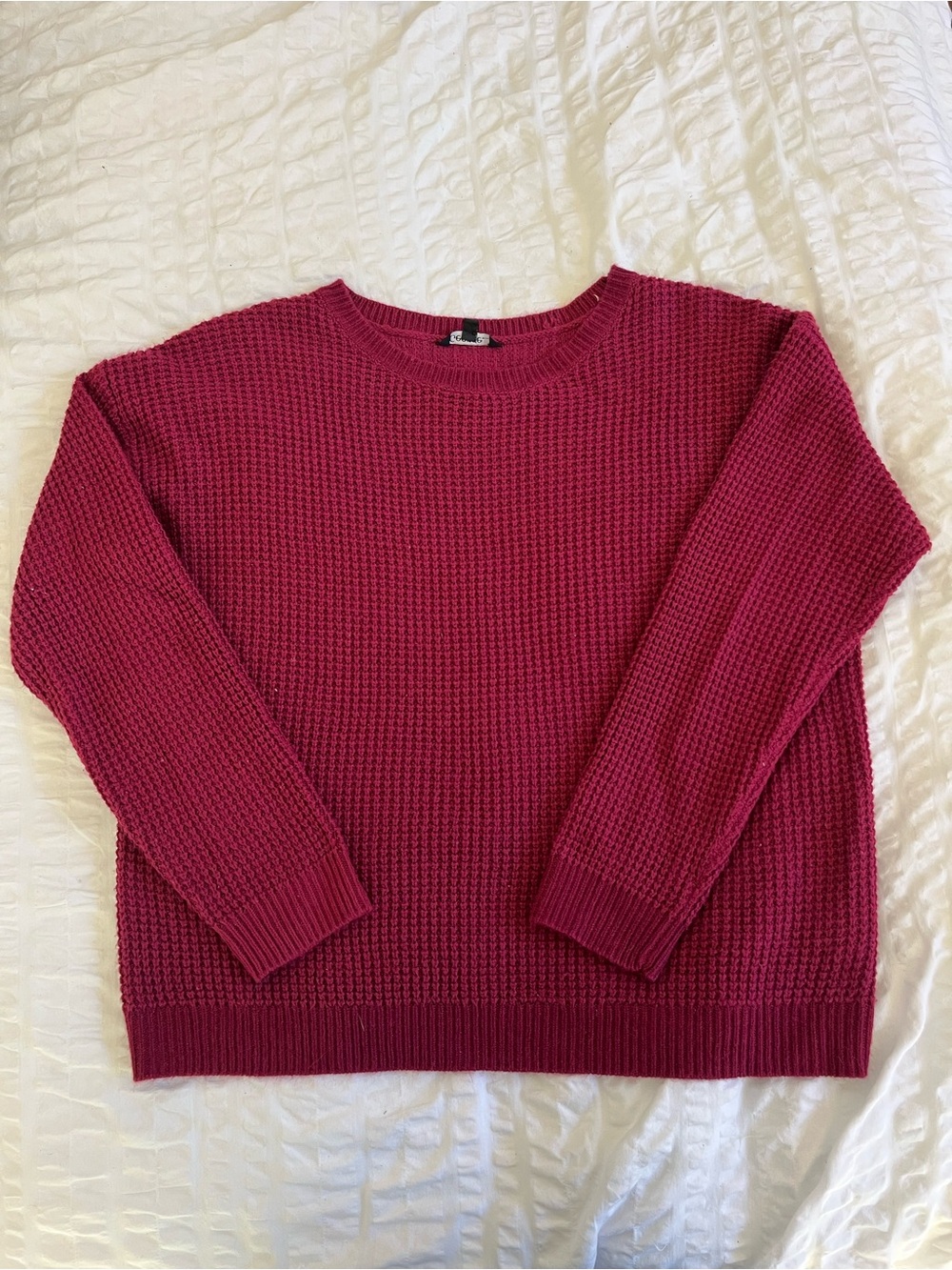 ‼️VINTAGE‼️ Crewneck Waffle Knit Sweater - Raspberry
